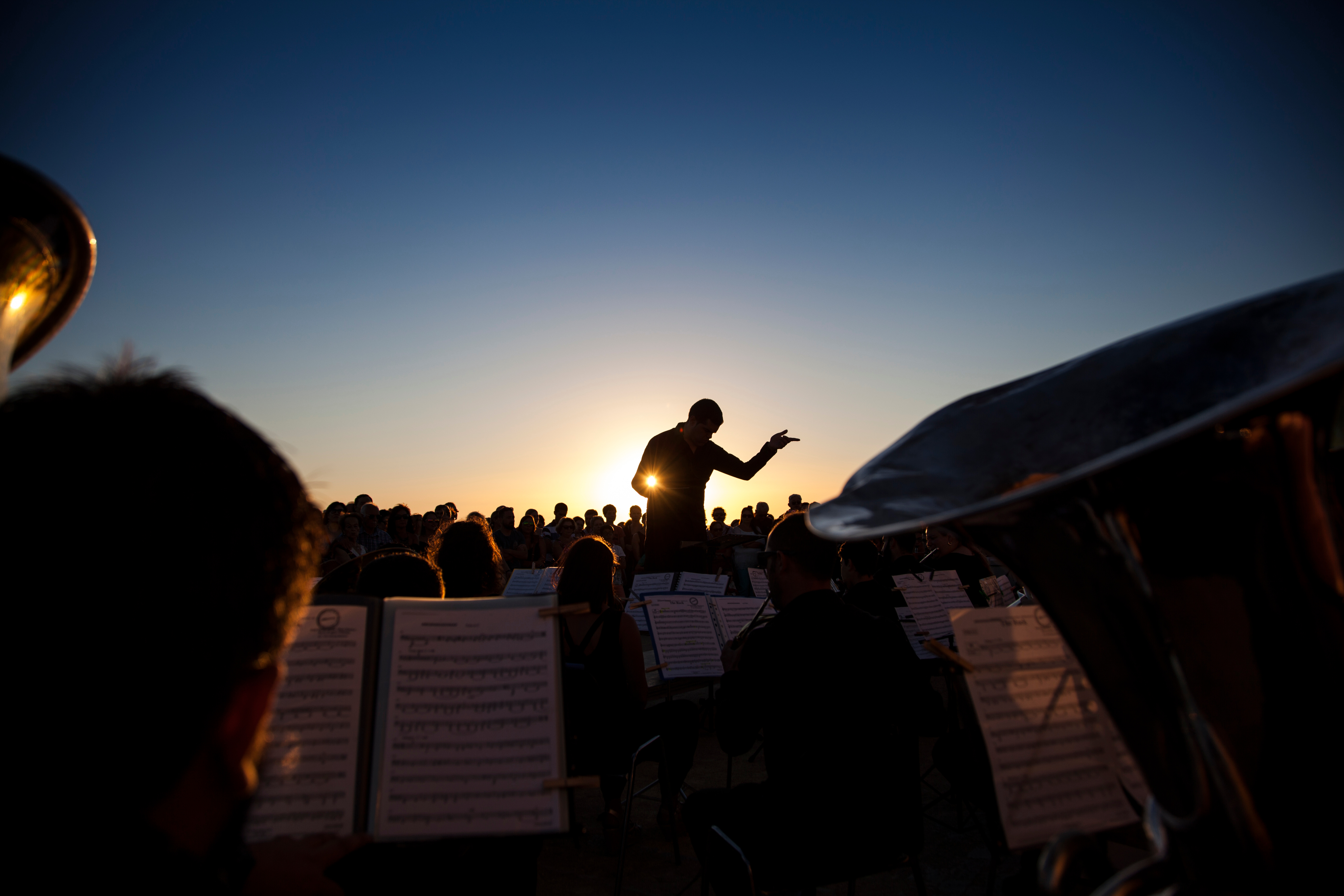 Evening ensemble rehearsal at sunset